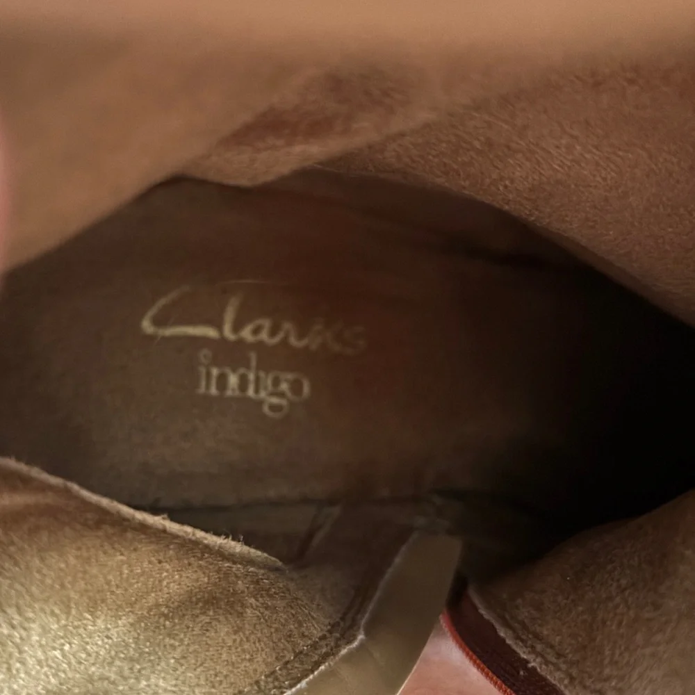 Clarks Tall Brown Leather Boots | Stacked Heel | Riding Style | Size 8 - Picture 7 of 10